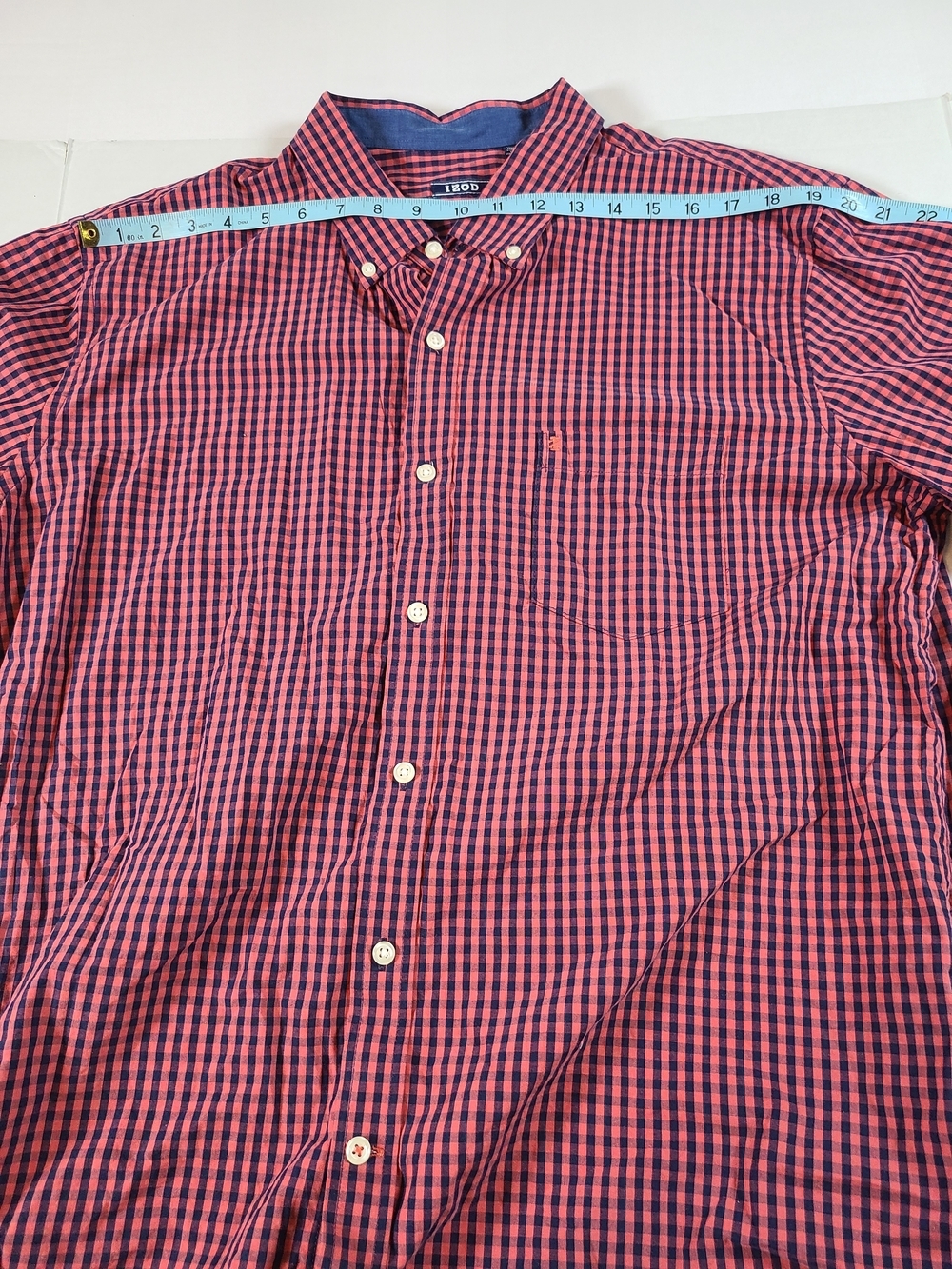 Izod Men's Slim Fit Red Check Long-Sleeve Button-Down Shirt One Pocket Logo XXL - Picture 4 of 13
